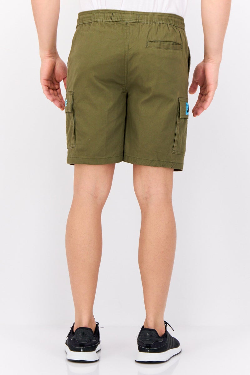 brooklyn Men 7 Inseam Graphic Print Basic Shorts, Olive - Image 2